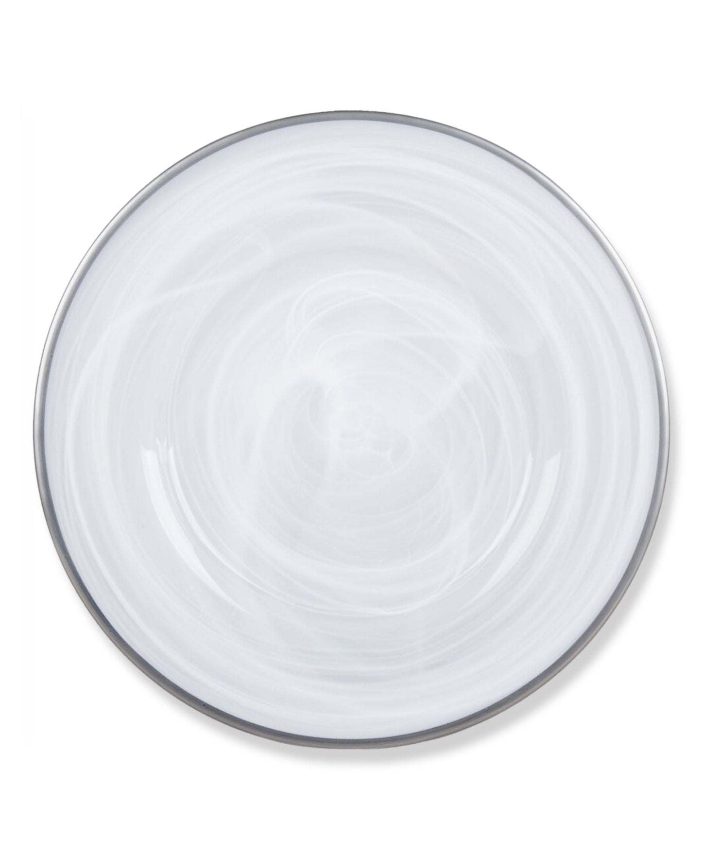 Alabaster Glass Charger Plates 4-Piece Set with Silver Rim 13"D