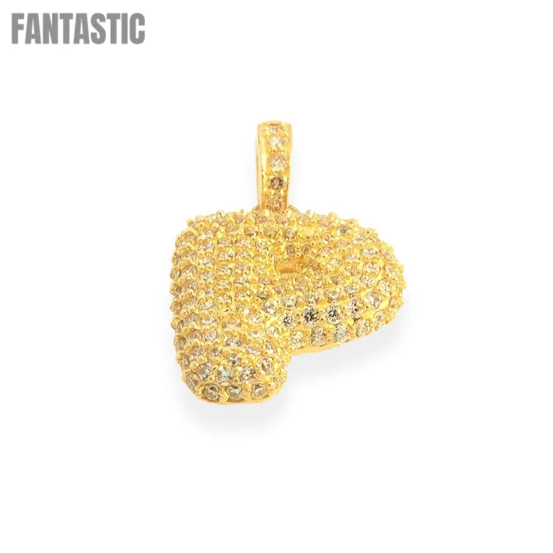 Bubble Letters "P" Pendant With 14K Gold Cz