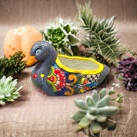 Colorful Talavera Duck Planter | Mexican Succulent Pottery Art