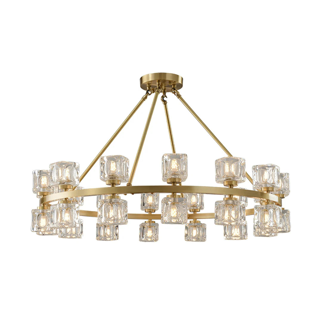 Crystal Cube Gold Chandelier