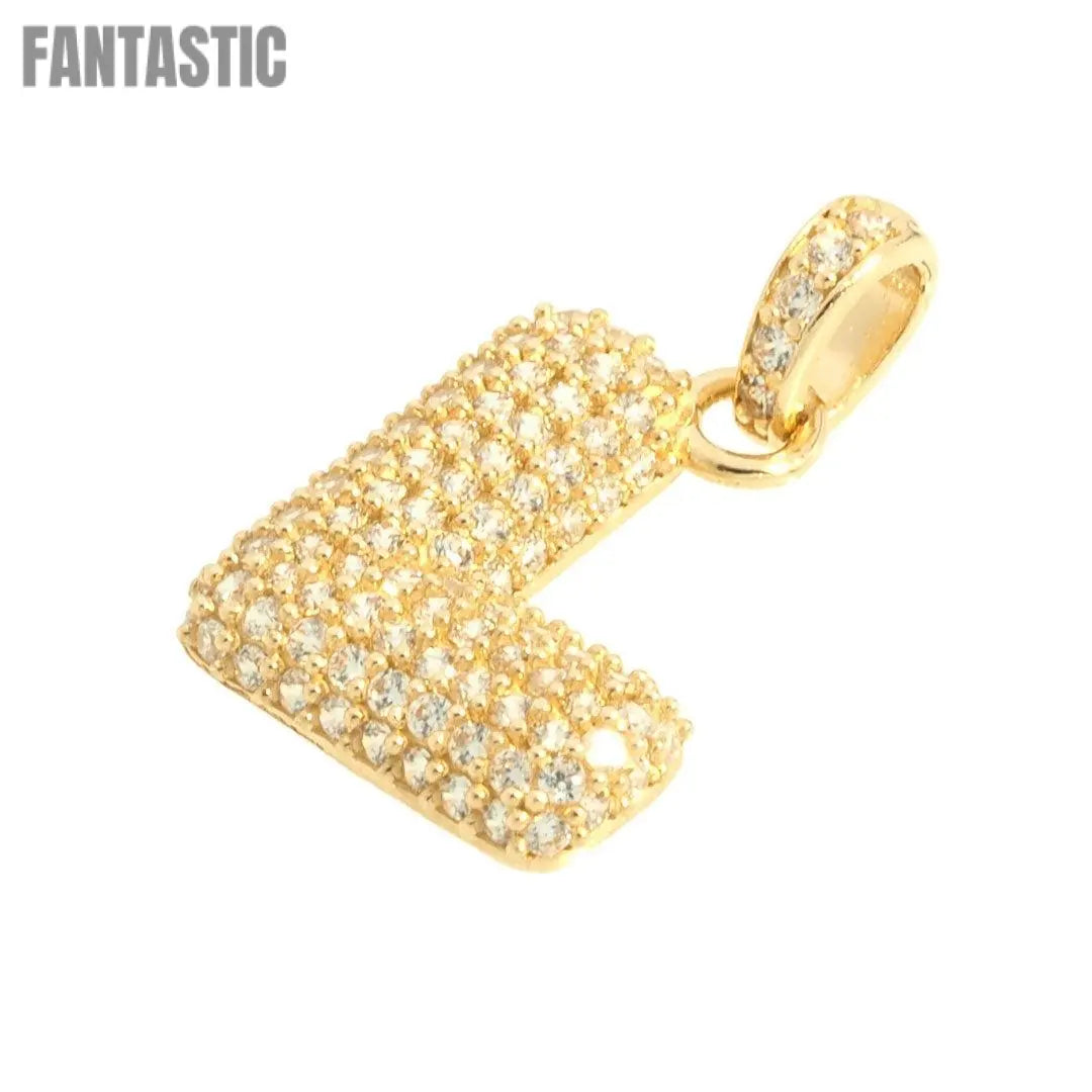 14K Gold CZ Initial Letter L Pendant