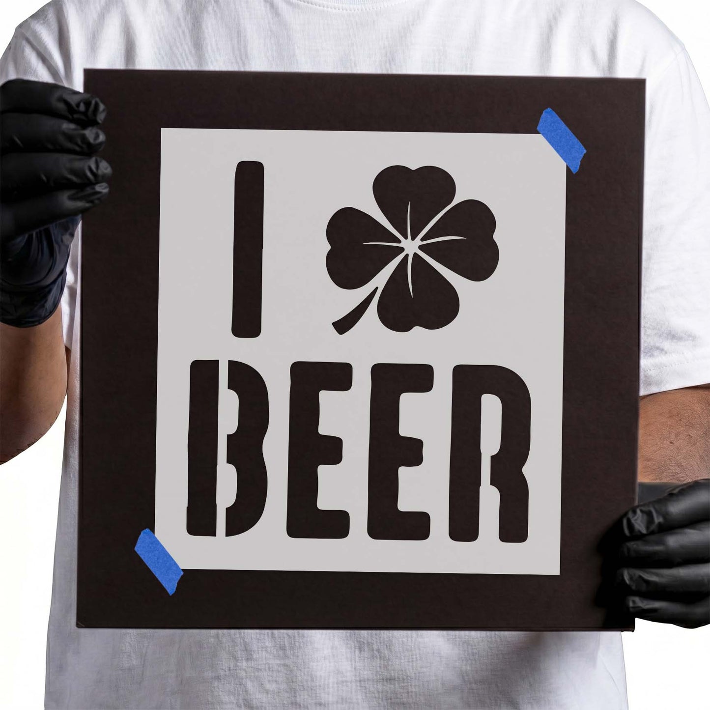 I Love Beer Shamrock Stencil
