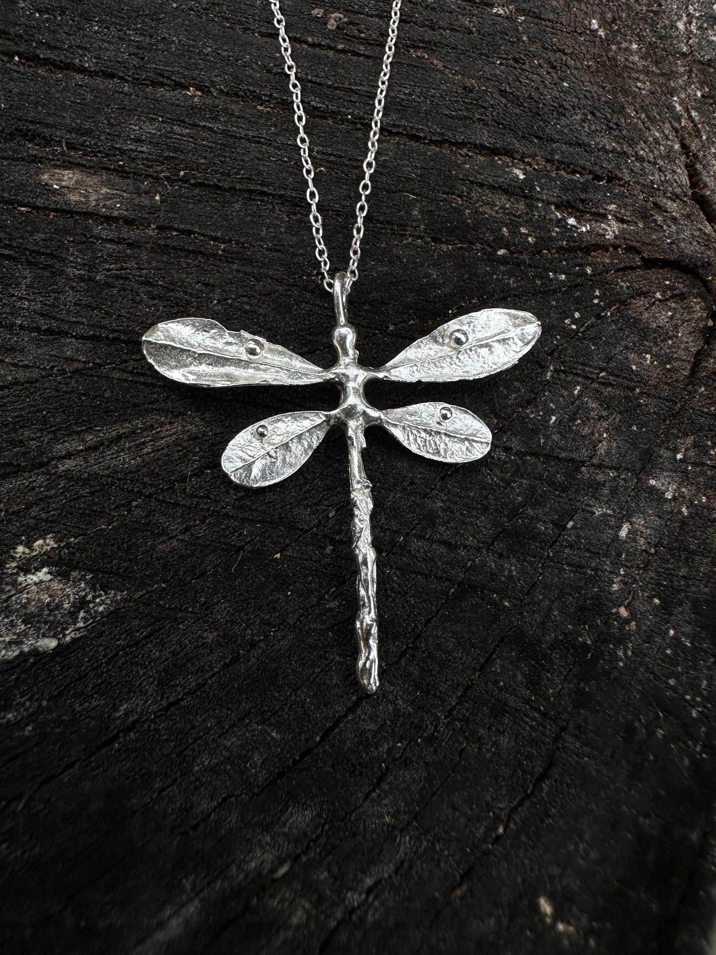 Dragonfly Adjustable necklace to 16", 18", or 20" recycled sterling silver