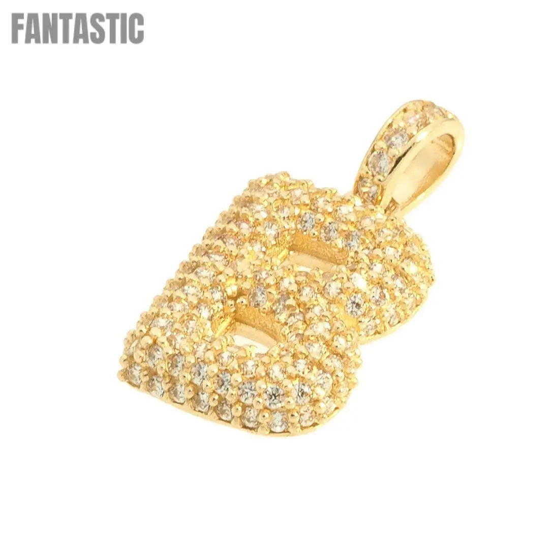 14K Gold CZ Initial Letter B Pendant