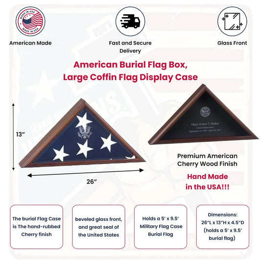 Coffin Flag cases- Coffin flag Box Military Flag Case - Burial Flag