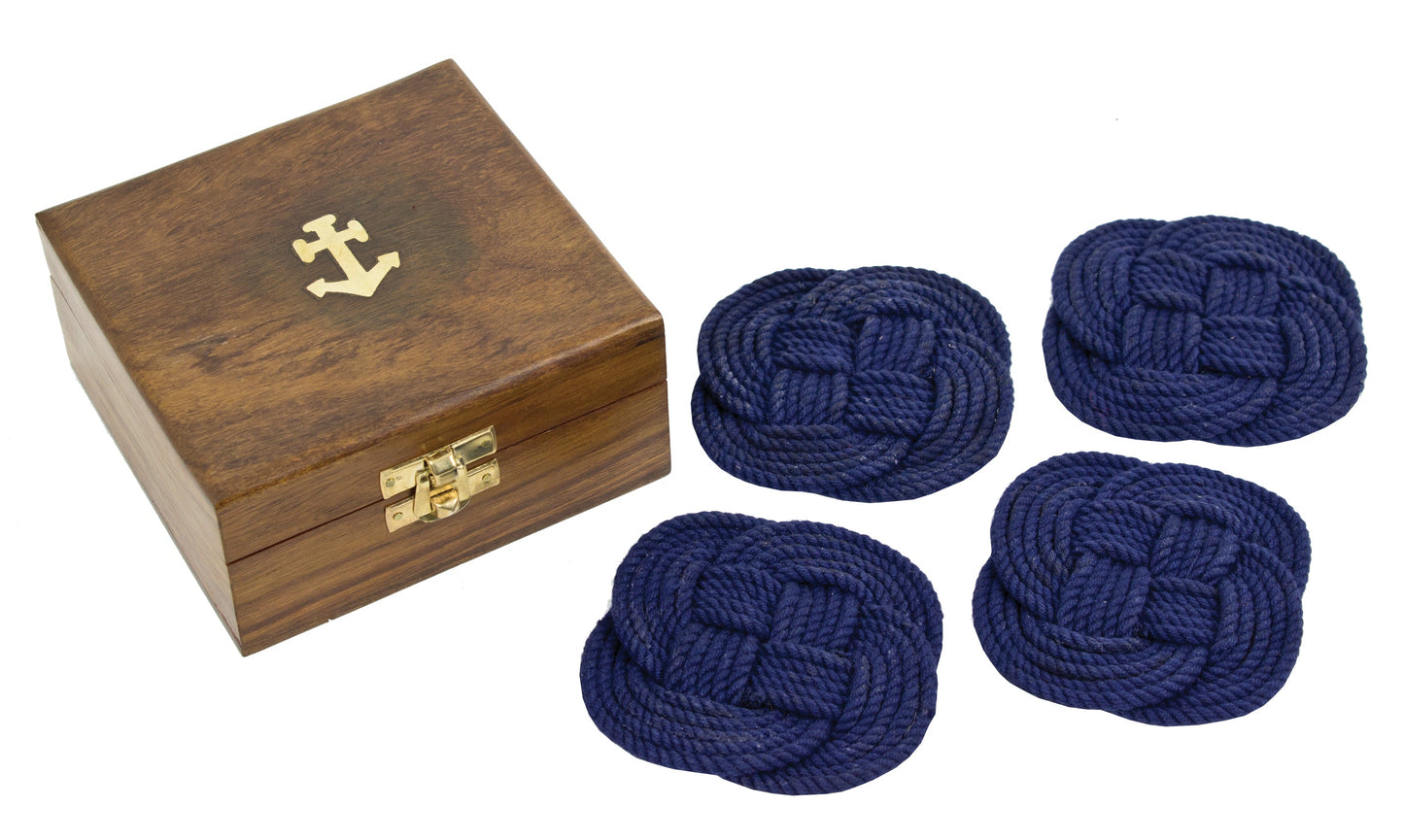 MB-1192 Anchor Box & 4 Navy Coasters