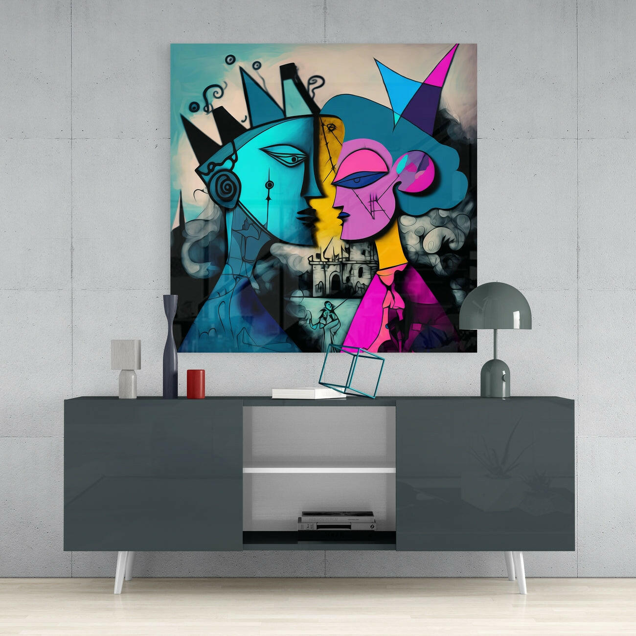 Picasso's Mind Glass Wall Art || Designer Collection