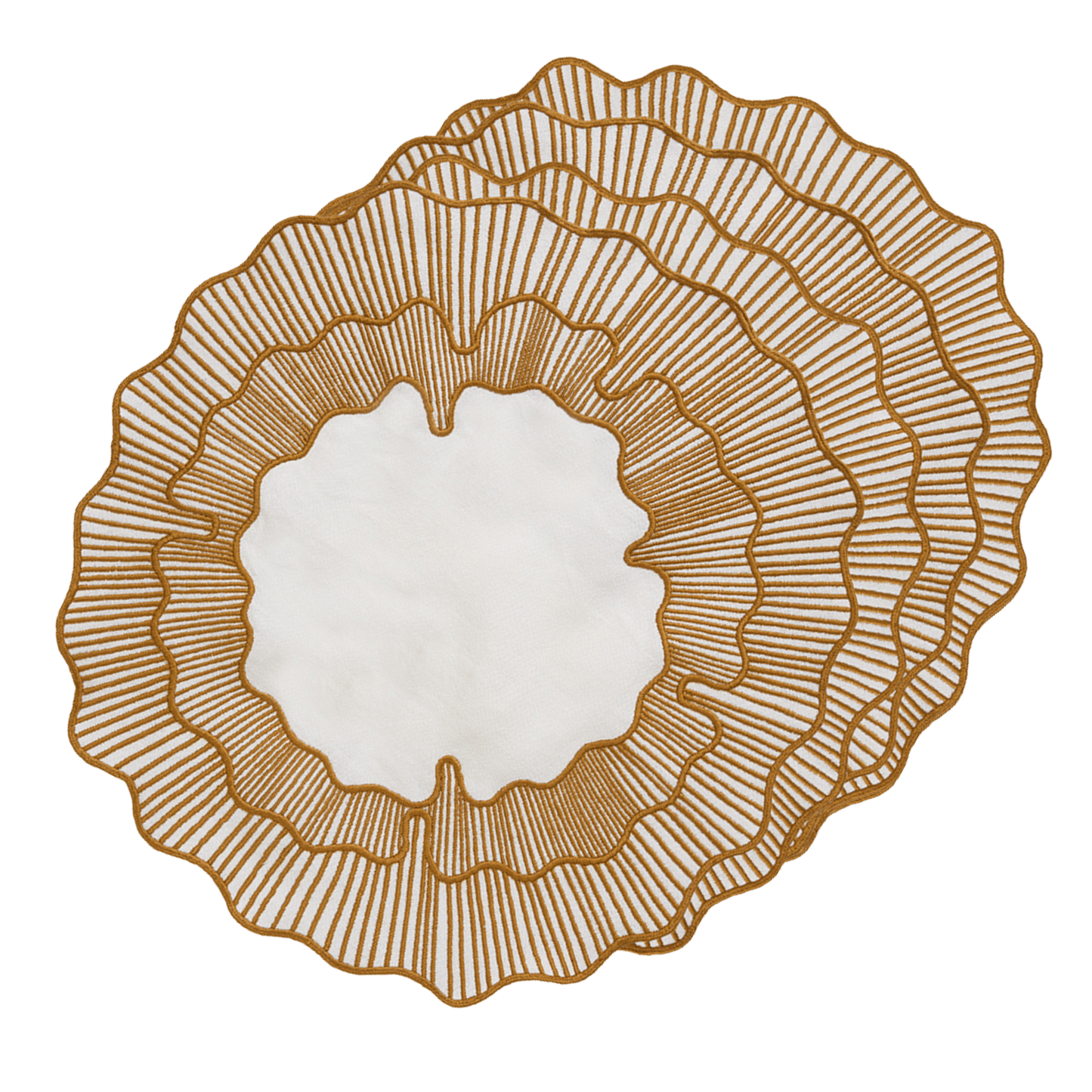Hand Embroidered Circular Elegance Placemats 16.5" round (Set of 4)