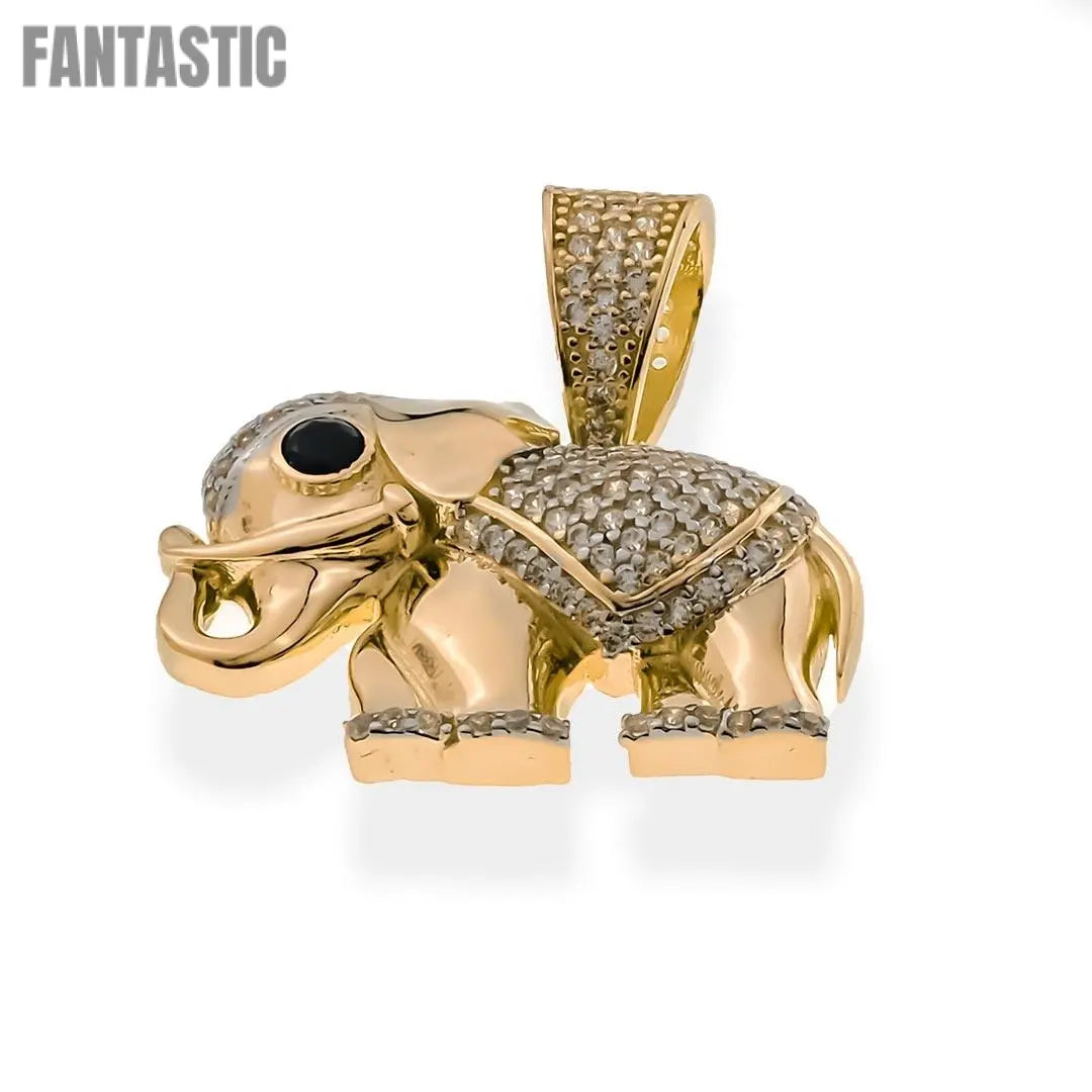 Real Gold 14K Elephant Pendant | With Cz
