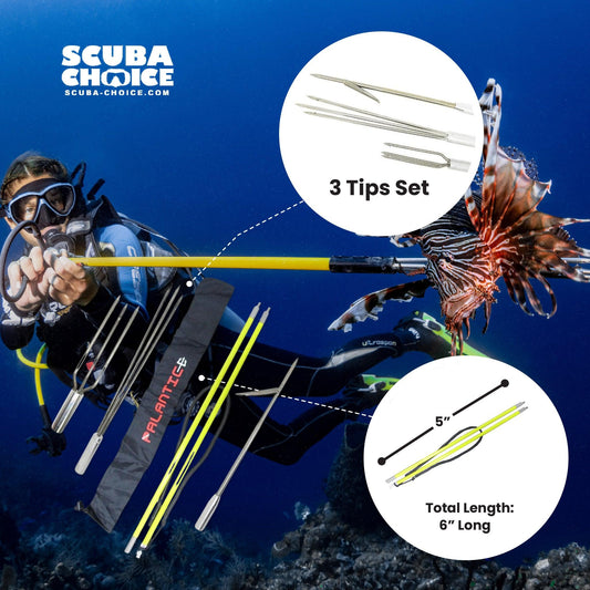 Spearfishing 5' Fiber Glass Travel 2piece Hawaiian Sling Pole Spear 3 Tips Set