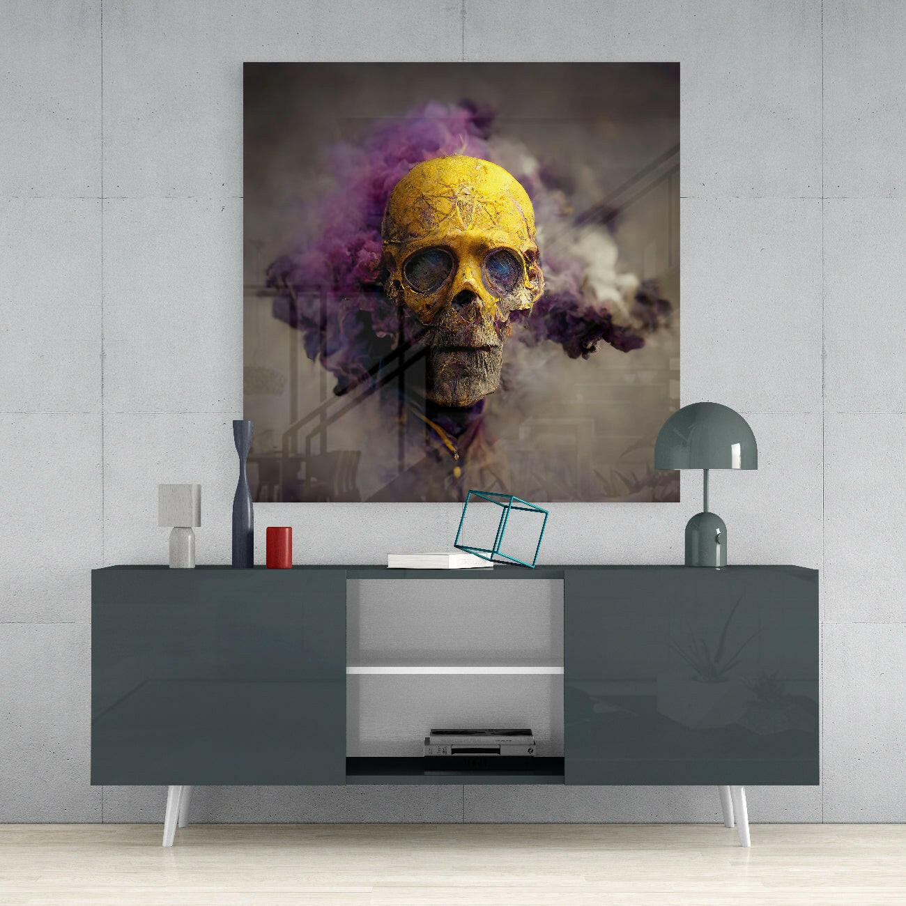 Smoky Skull Glass Wall Art || Designer Collection