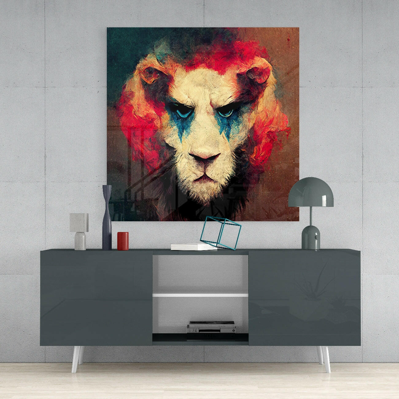 Lion Clown Glass Wall Art || Designer Collection