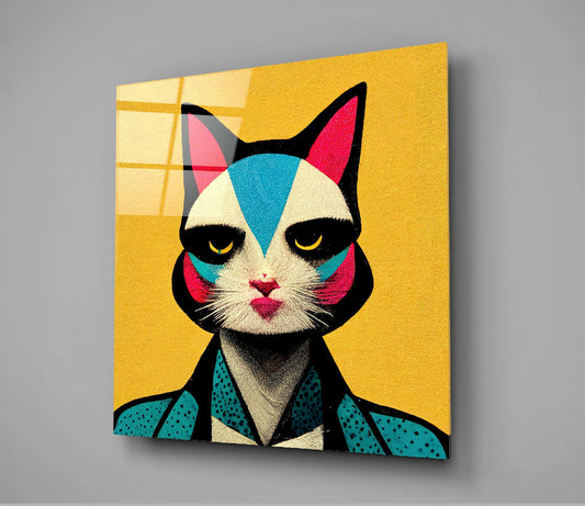 Ms. Cat Glass Wall Art || Designer Collection