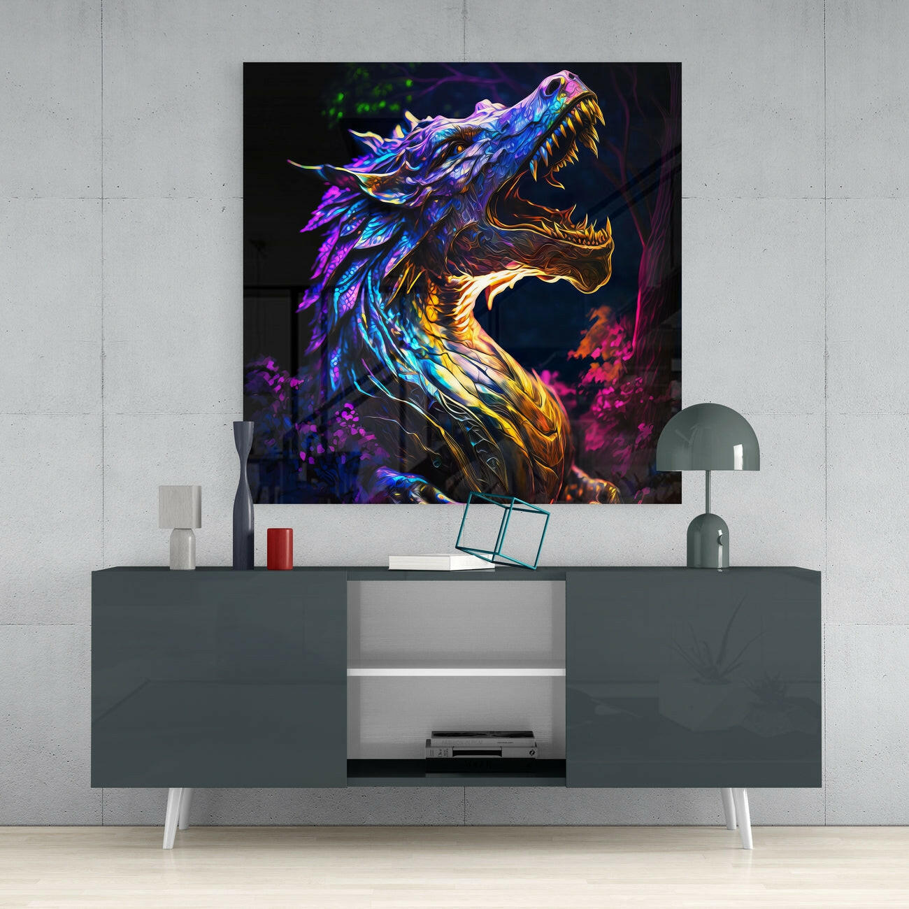 Dragon's Roar Glass Wall Art || Designers Collection