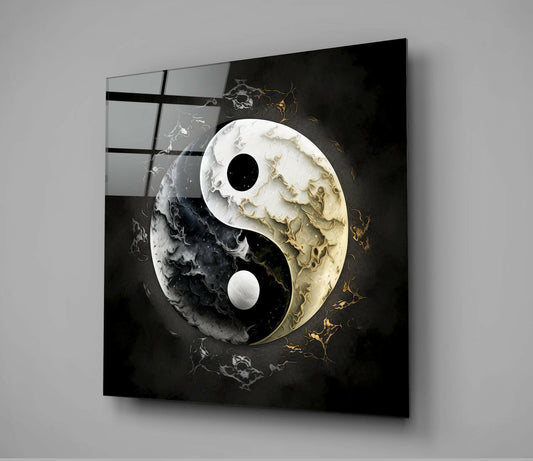 Ying and Yang Glass Wall Art || Designer Collection