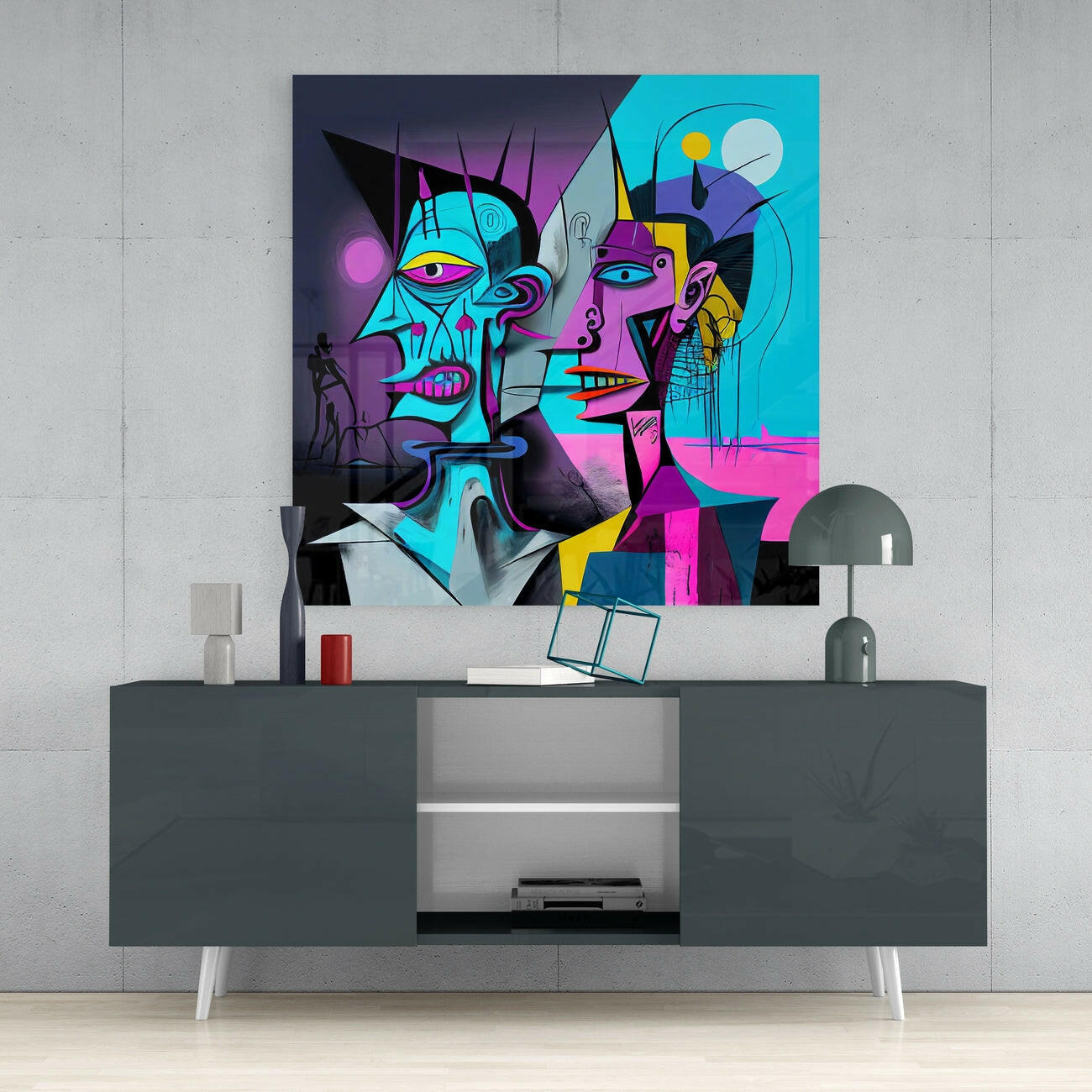 Picasso's Mind Glass Wall Art || Designer Collection