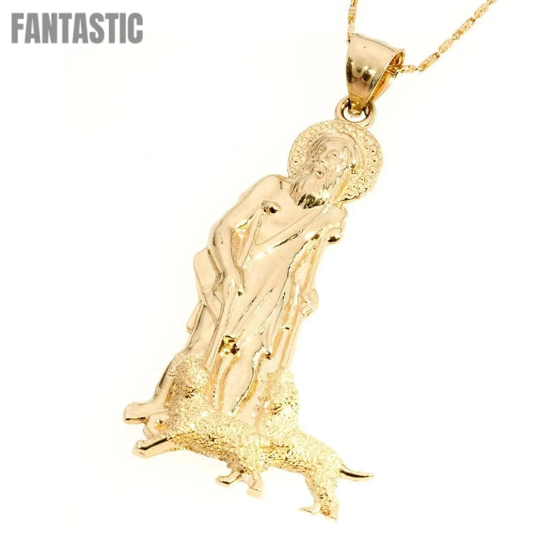 14K Gold Saint Lazarus Pendant