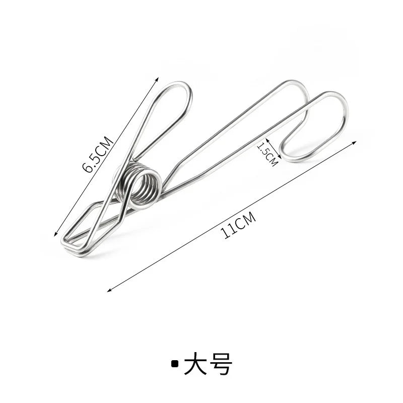 Stainless Steel Clothespins with Hooks Metal Spring Clips with Hooks Universal Hanging Clips for Offices Kitchens Bathroom