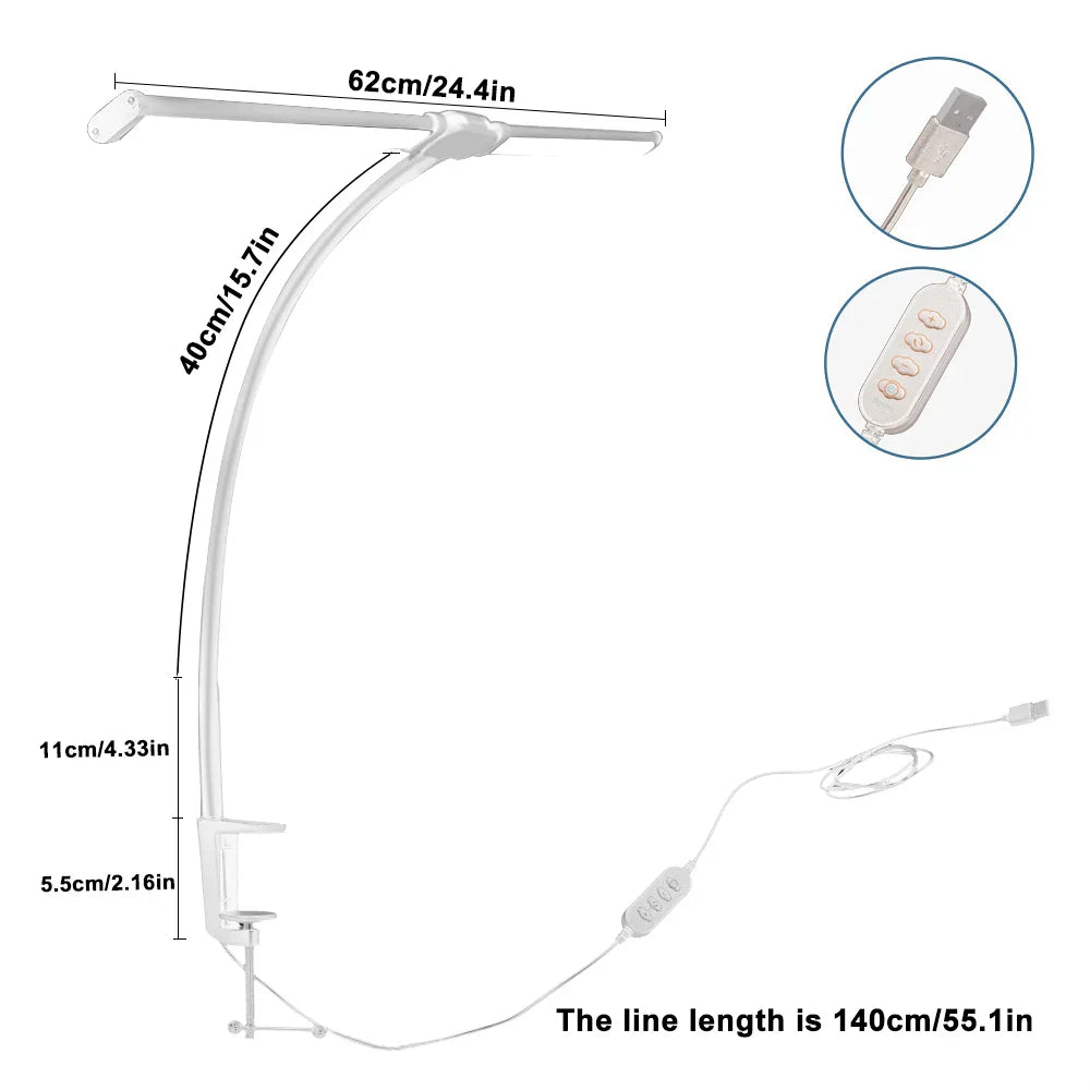 LED Eye-Caring Computer Monito Desk Lamp 10 Level Dimming 3 Color Mode Flexible LED Architect Table Light Reading Lamp for Home