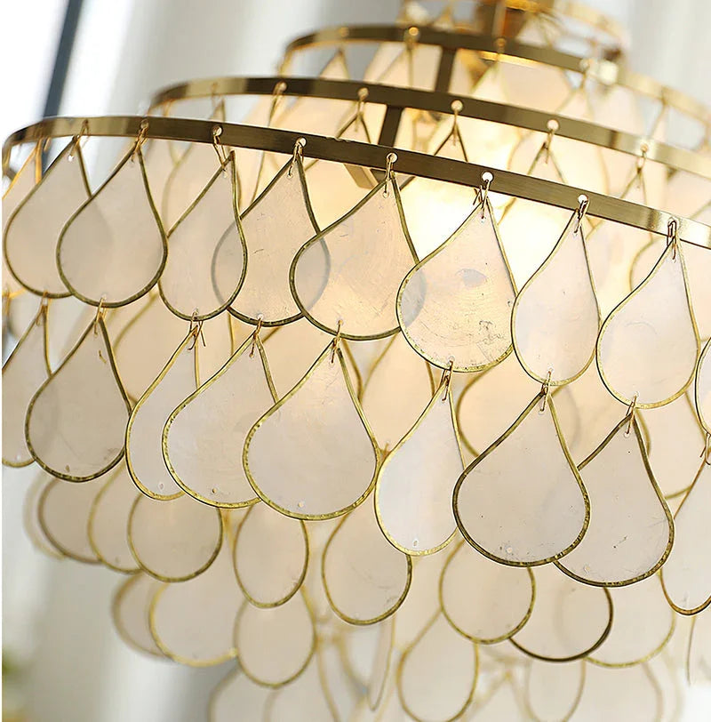 Teardrops Capiz Arc Floor Lamp