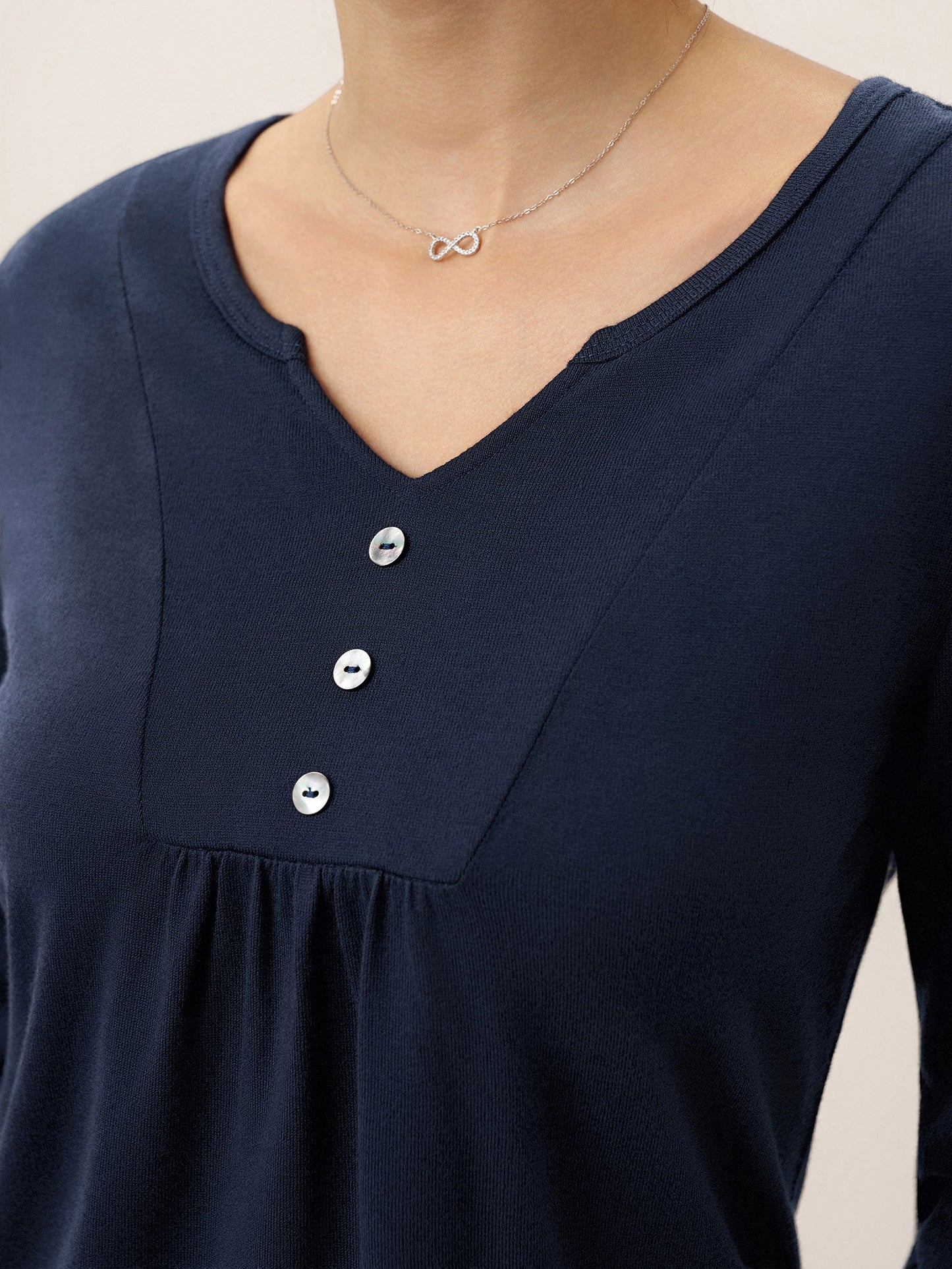 Cashmere-Blend Textured Pleated Shell Accent Stretch Top ZINNIA