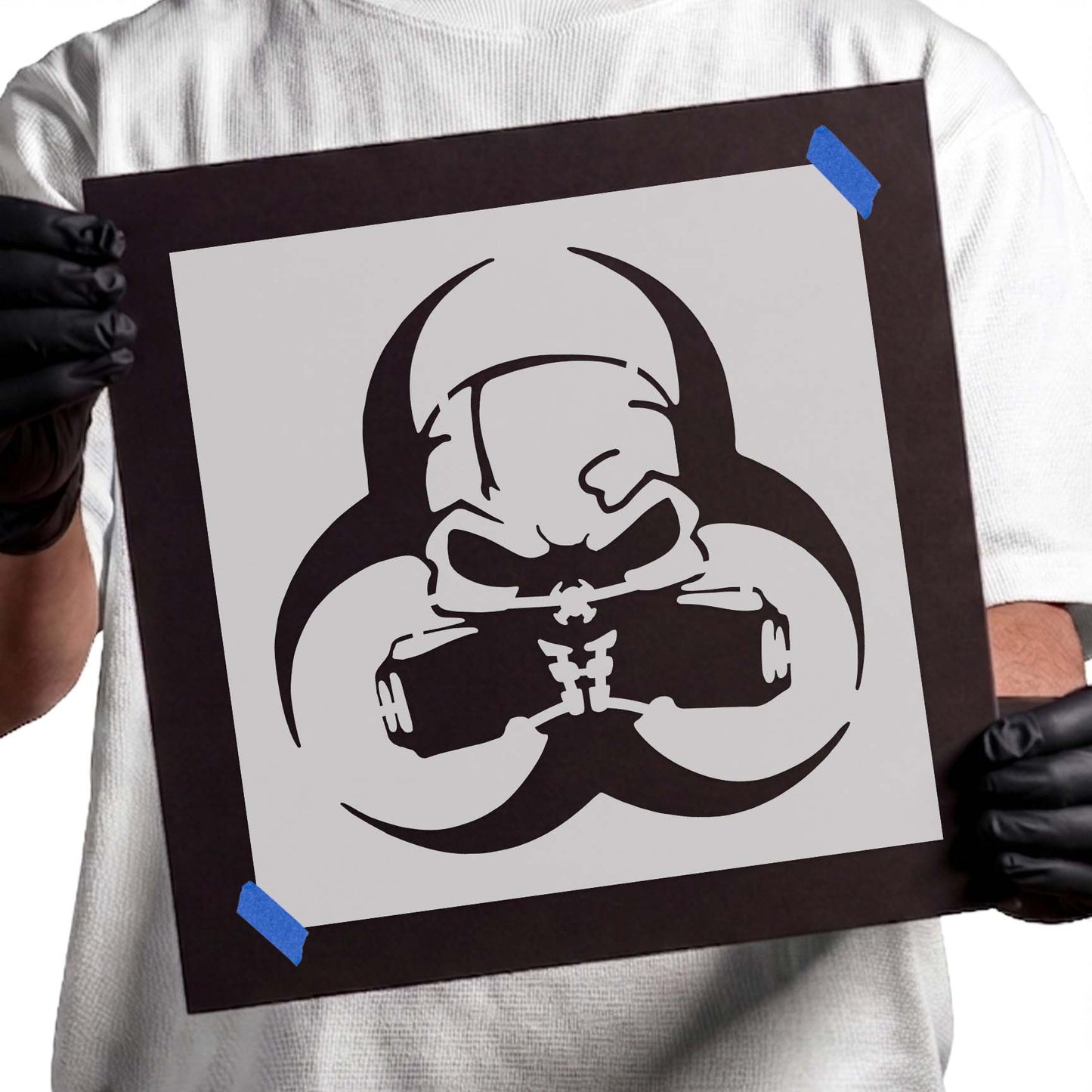 Biohazard Symbol Skull Mask Stencil