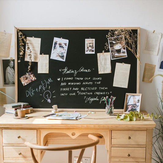 Black Magnetic Chalk Board with Solid Wood Frame