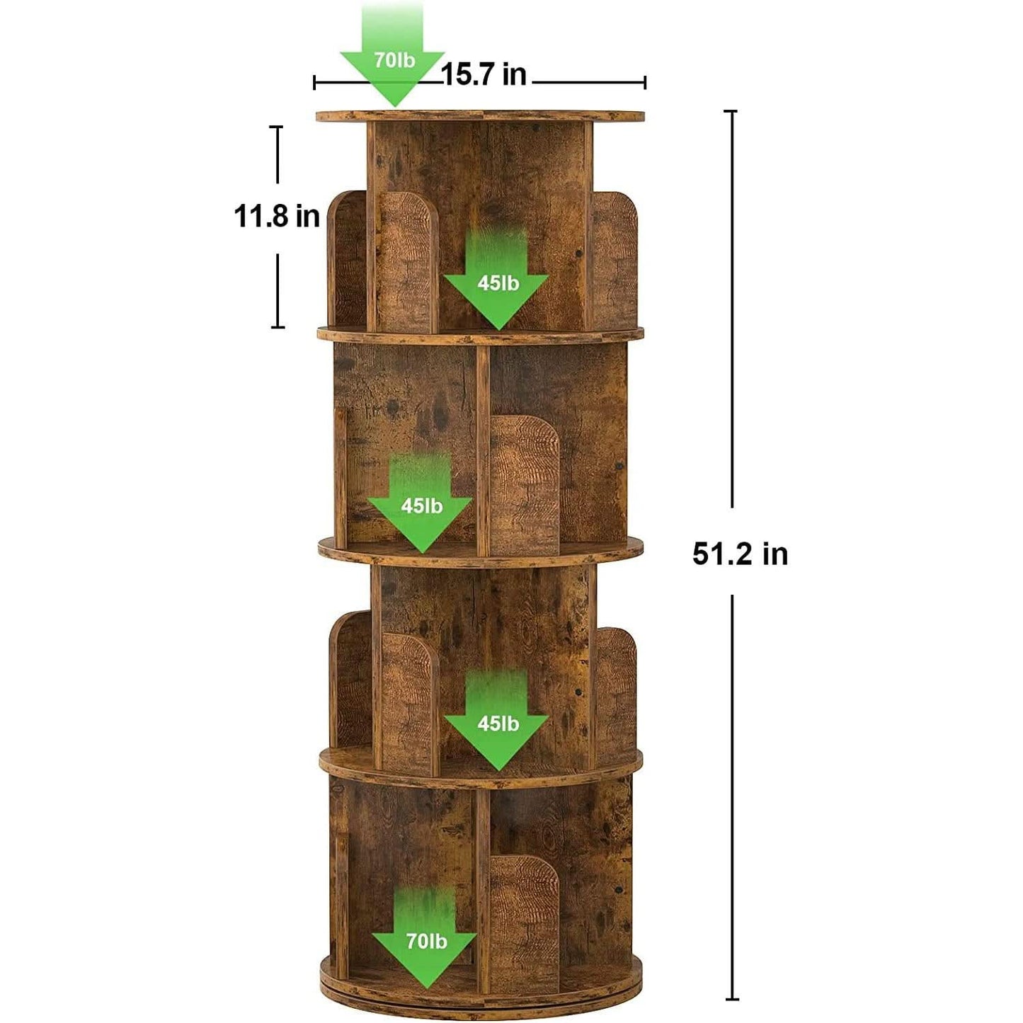 Rotating Corner Bookshelf 360 Degree 4 Tier Space Saving