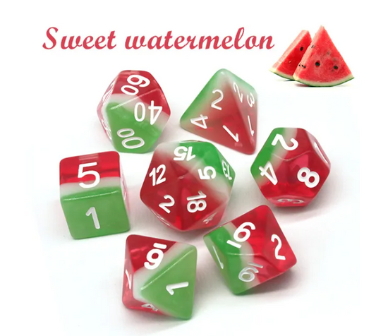 Watermelon | 7-Dice Resin Dice Set DND Dice Layered Dice
