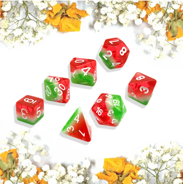 Watermelon | 7-Dice Resin Dice Set DND Dice Layered Dice