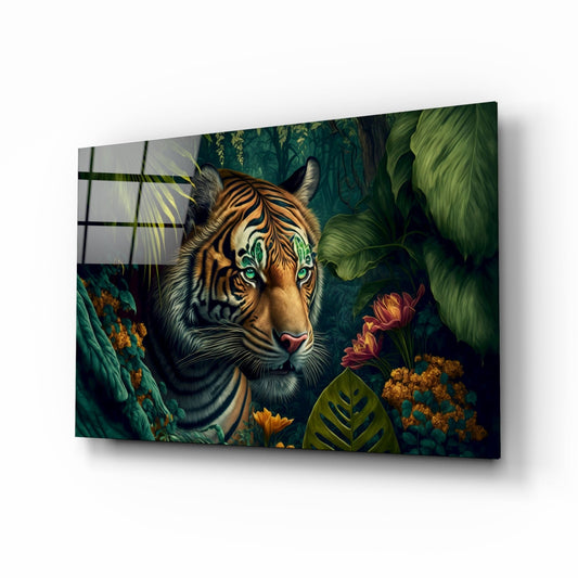 Trap Behind Flowers Glass Wall Art || Designer Collection