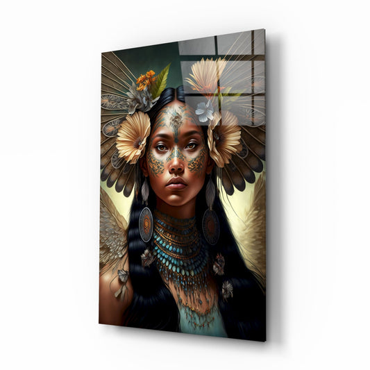 Princess of Flowers Glass Wall Art || Designer Collection