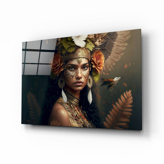 Princess of Flowers Glass Wall Art || Designer Collection