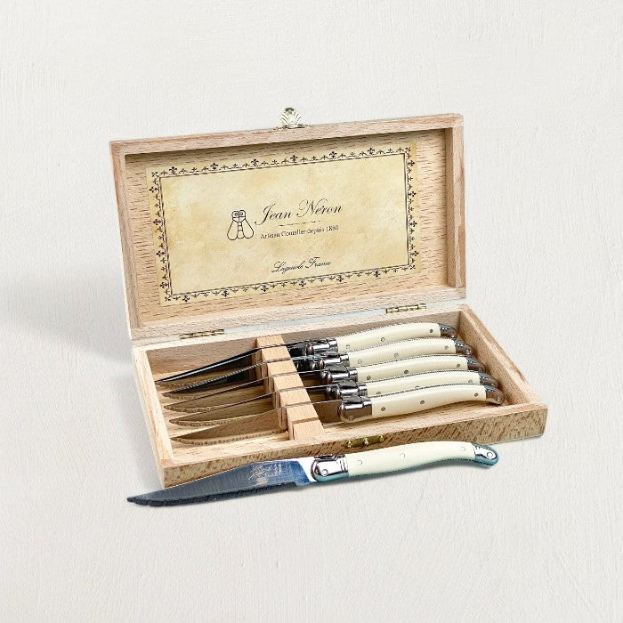 Laguiole Ivory Knives Cutlery Set in Presentation Box, Set of 6