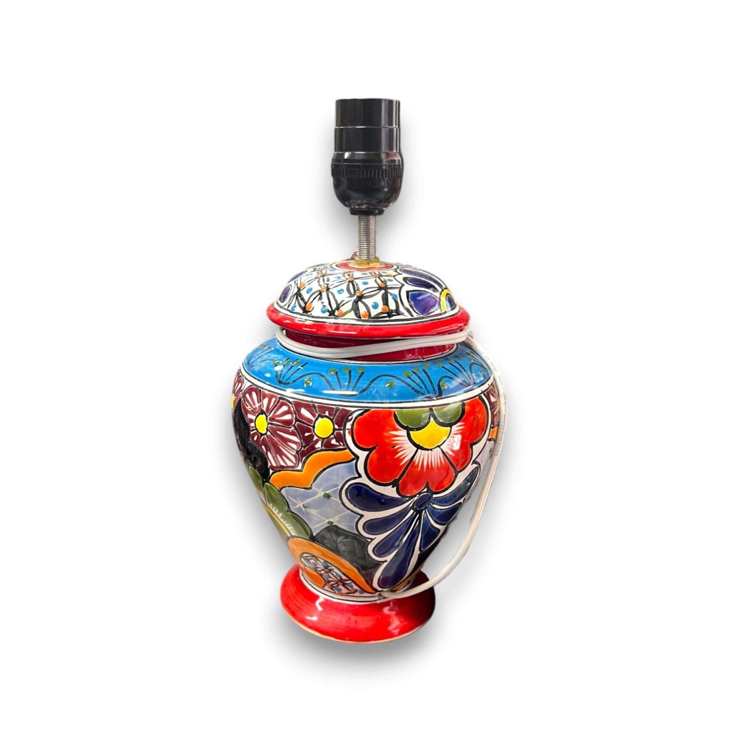Large Hand-Painted Mexican Talavera Table Lamp | Artisan Ceramic Lamp