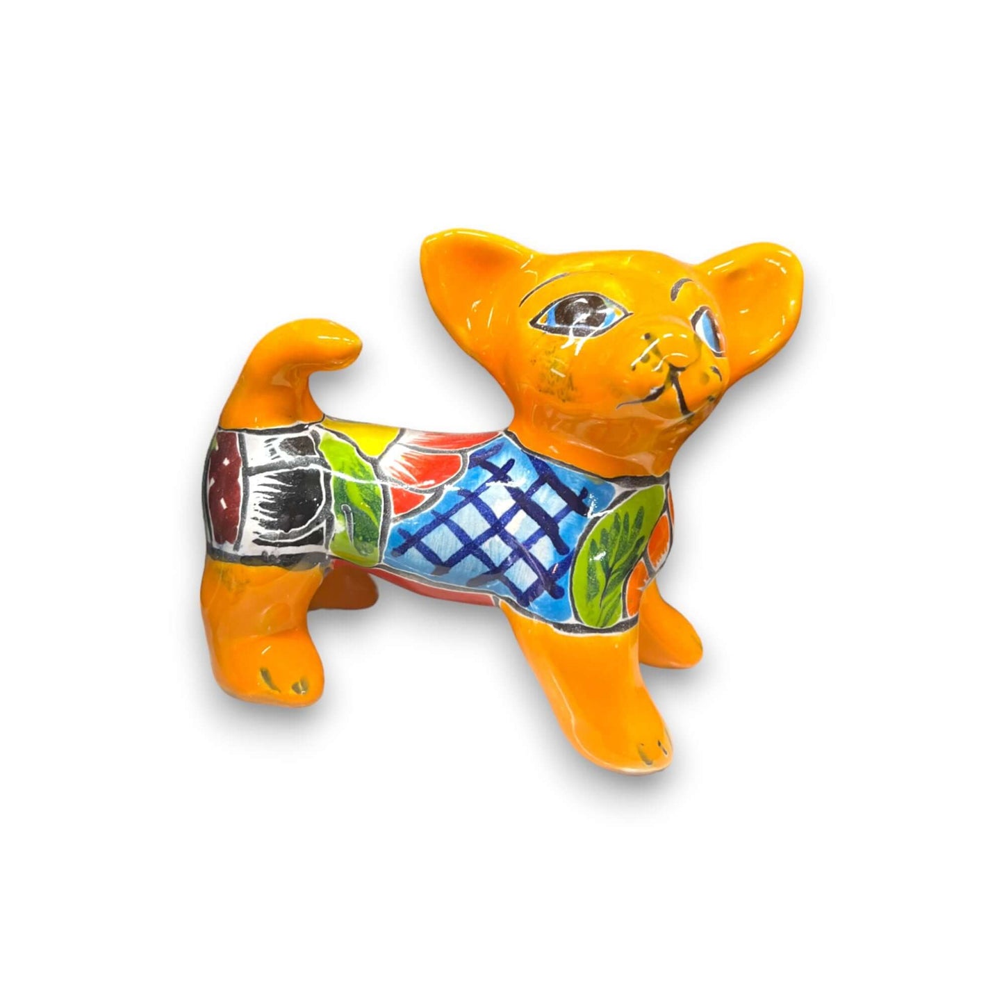 Hand-Painted Talavera Chihuahua Statue | Mexican Ceramic Animal Decor
