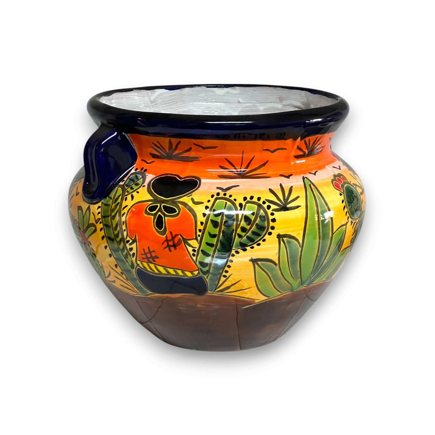 Talavera Flower Pot | Hand-Painted Desert Scene Mexican Planter