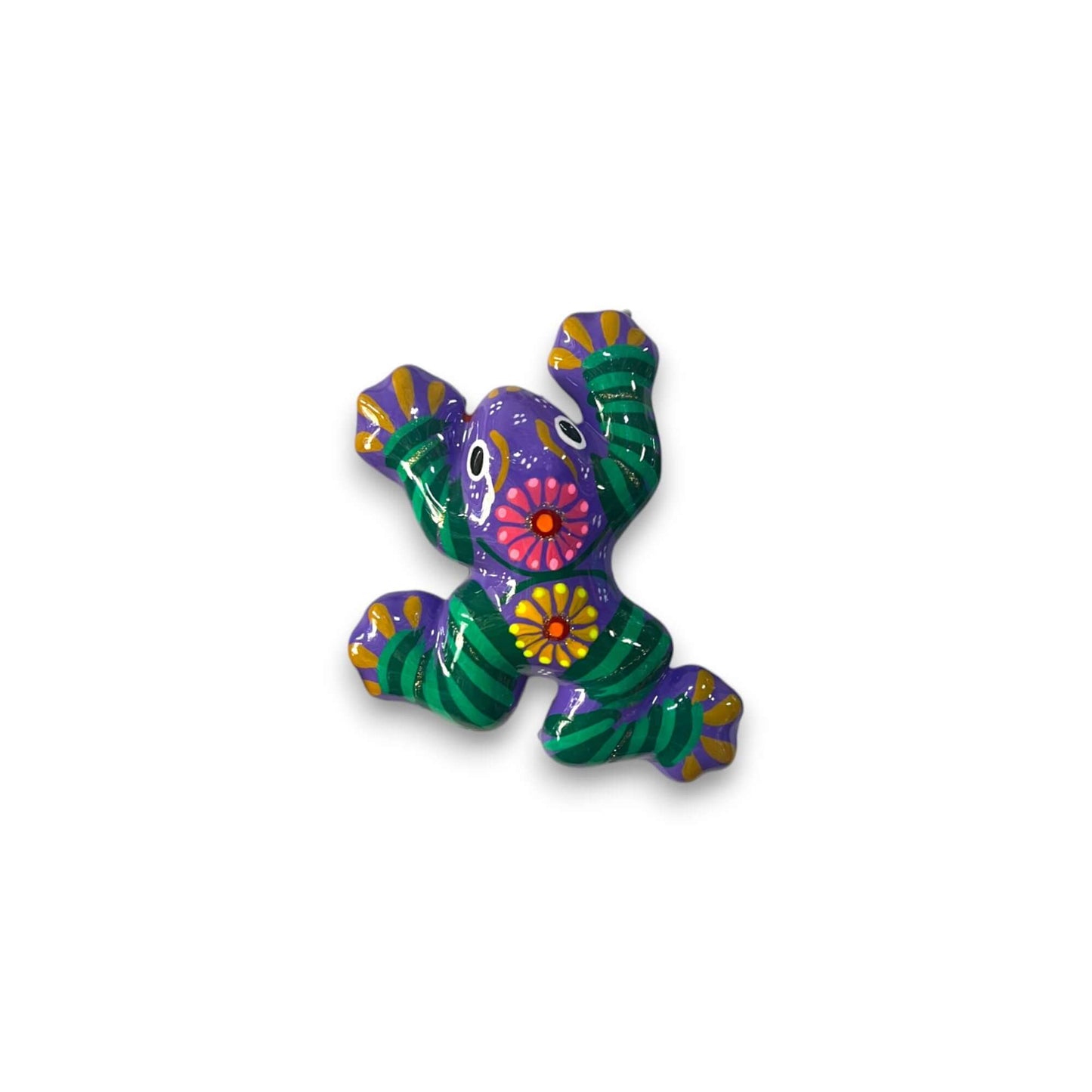 Colorful Talavera Frog Figurine | Hand-Painted Mexican Wall Art