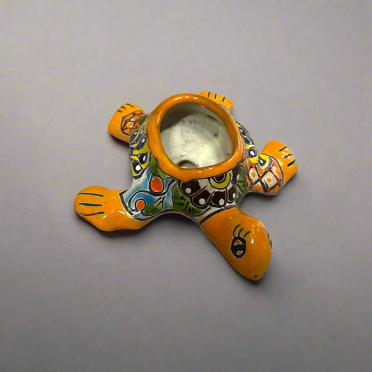Mini Hand-Painted Talavera Sea Turtle | Vibrant Planter