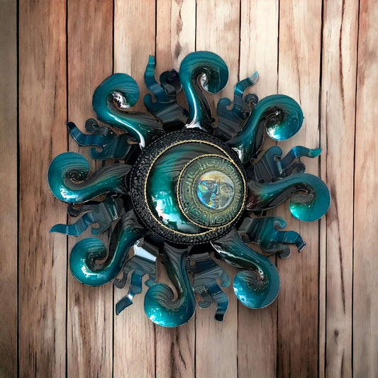 Vibrant Sun Wall Art | 24-Inch Mexican Metal Decor