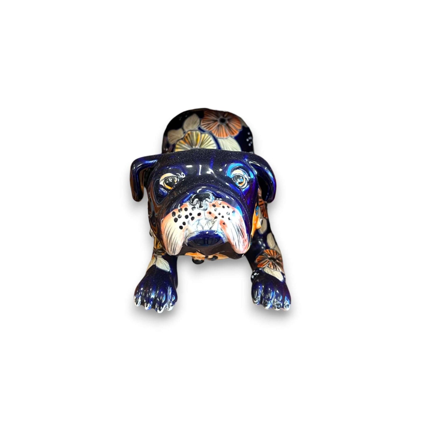 Handmade Talavera Pug Statue | Colorful Mexican Dog Art