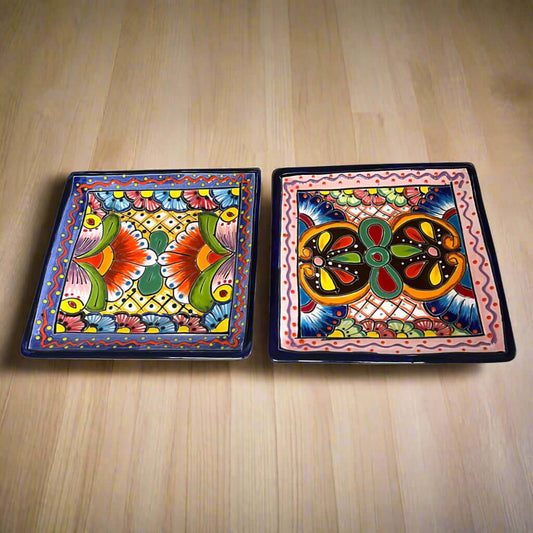 8" Square Talavera Plate | Colorful Mexican Handmade Dish