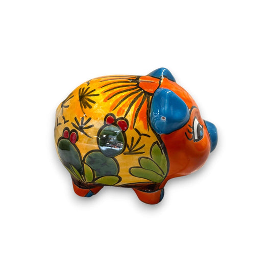 Vibrant Talavera Piggy Bank | Colorful Handmade Mexican Desert Theme