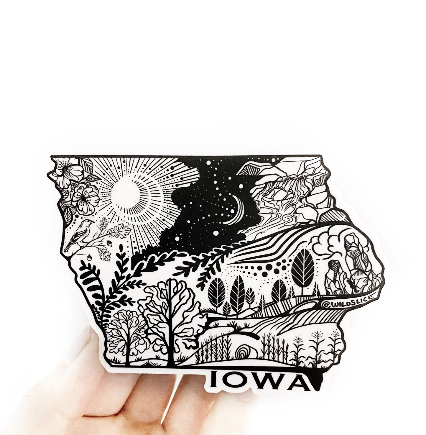 Iowa State Sticker 4" Weatherproof and durable, Outdoor sticker, Travel sticker, Wanderlust, Moon , Trees