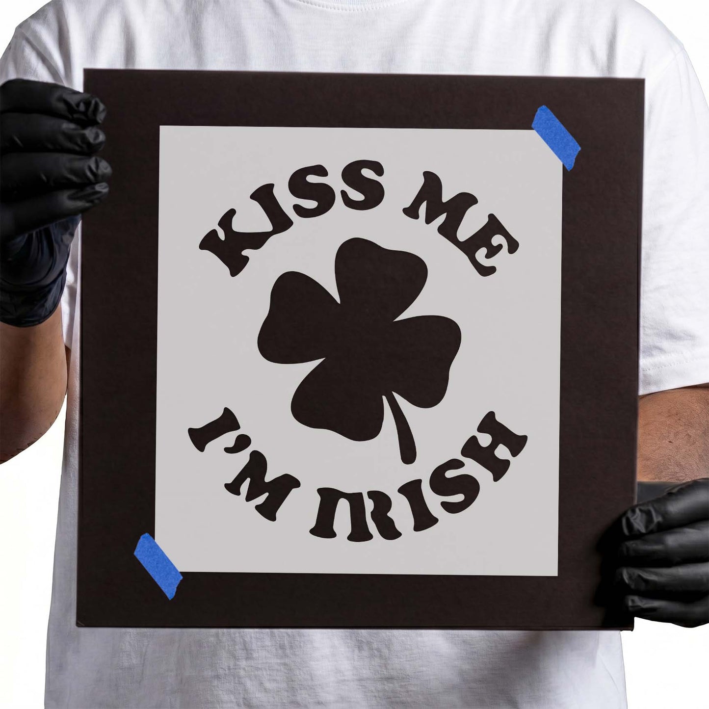 Kiss Me I'm Irish Shamrock Stencil