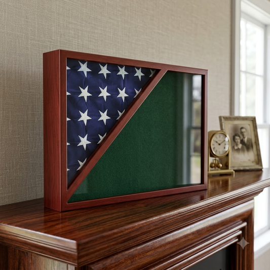 Shadow box for 5x9.5 flag, Walnut Finish