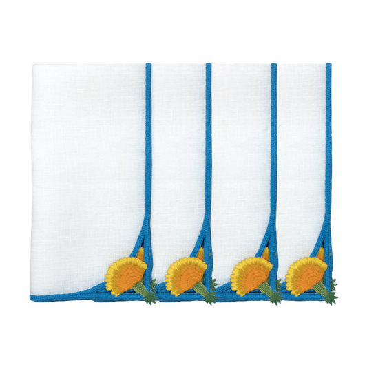 Hand Embroidered Heirloom Petals Napkins 18" x 18" (Set of 4)