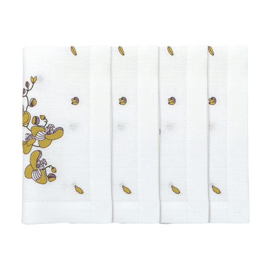 Hand Embroidered Vintage Floral Napkins 18" x 18" (Set of 4)