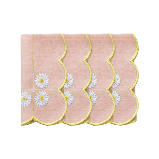 Hand Embroidered Trellis Napkin 18" x 18" (Set of 4)