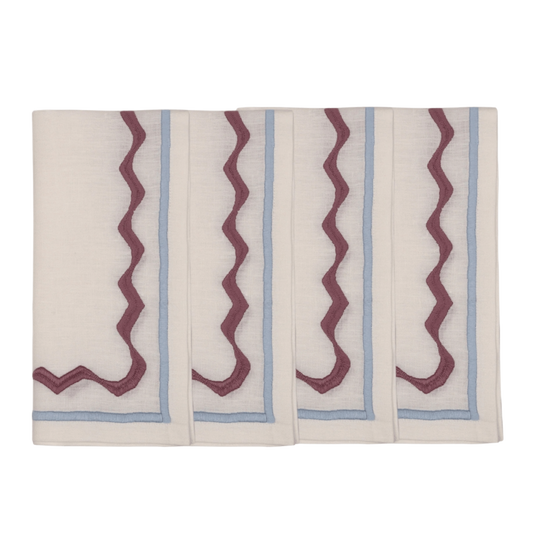 Embroidered Ripple Stitch Napkins 18" x 18" (Set of 4)